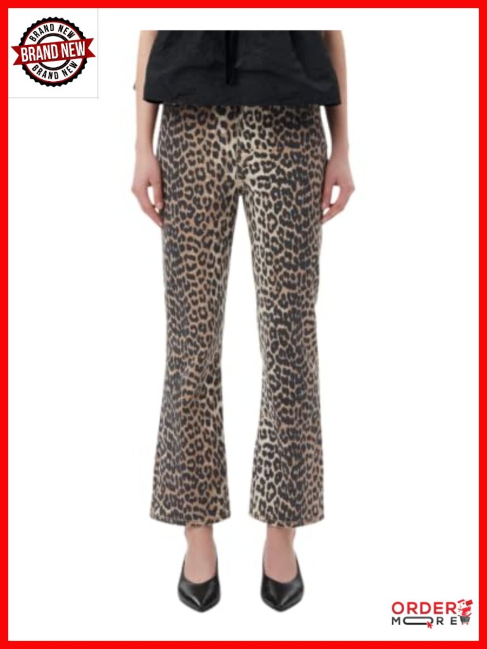 High Rise Cropped Bell Bottom Flare Jeans Cotton Blend Stretchable